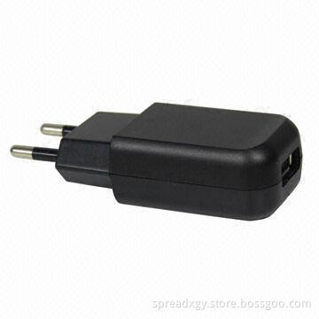 Mobile Phone Adapter with Dual USB Output, 100 to 240V Input and 5V Output Voltage